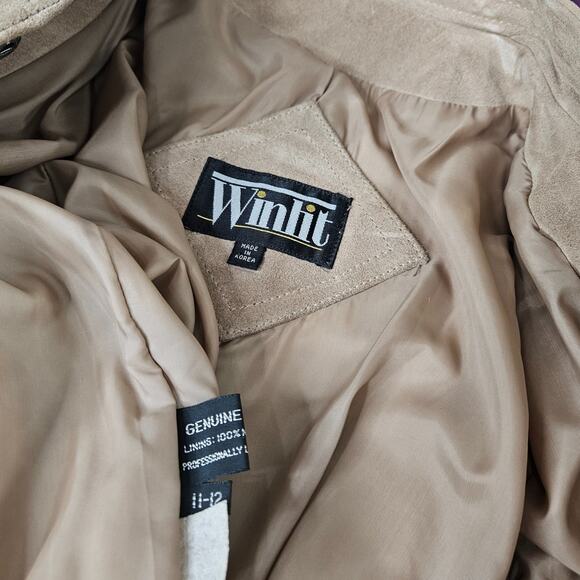 1980s Brown Suede Leather Zip Up Jacket Size 11 - 12 Vintage Womens Size XS - Picture 12 of 12